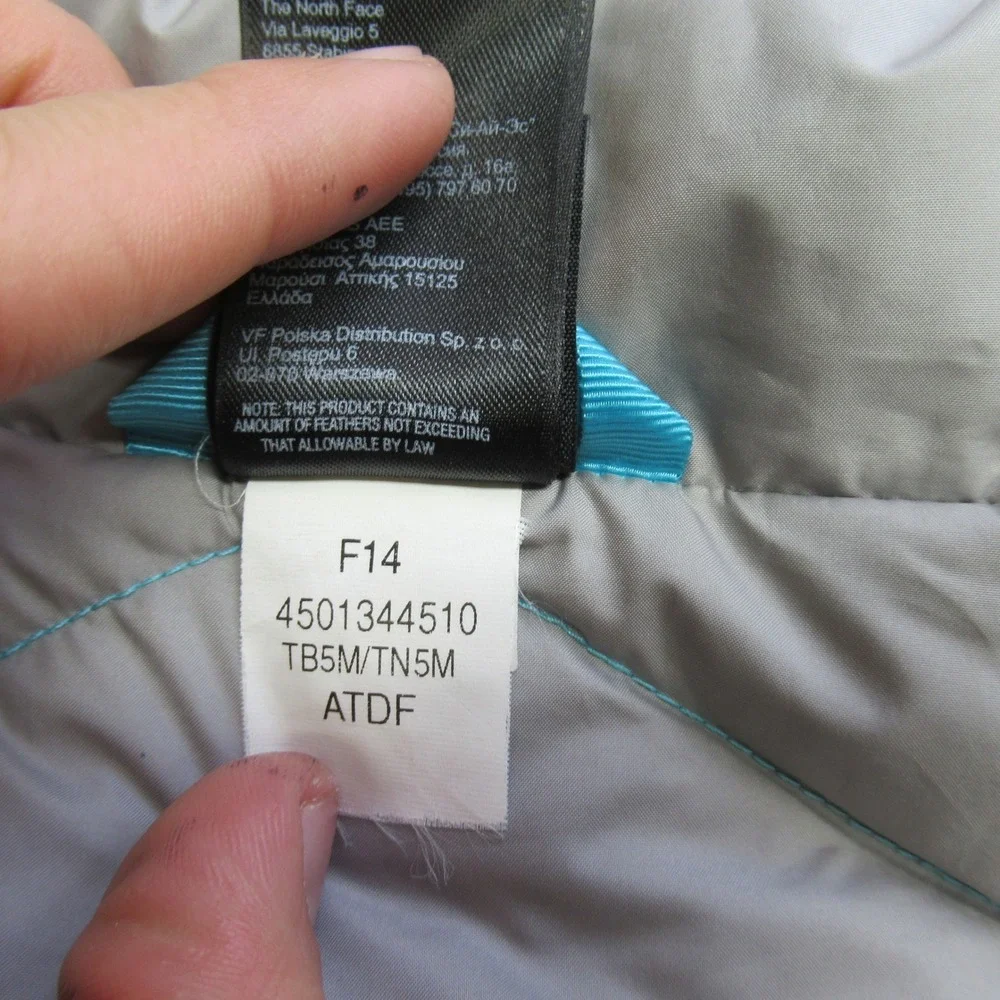 North Face Down Jacket Girls Medium 10/12 Blue Light Quilted‎ Puffer Aconcagua